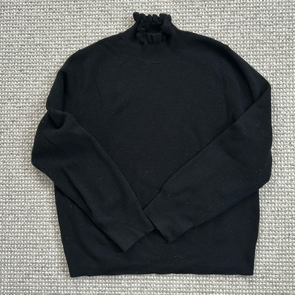 J. Crew ruffle neck merino wool blend sweater